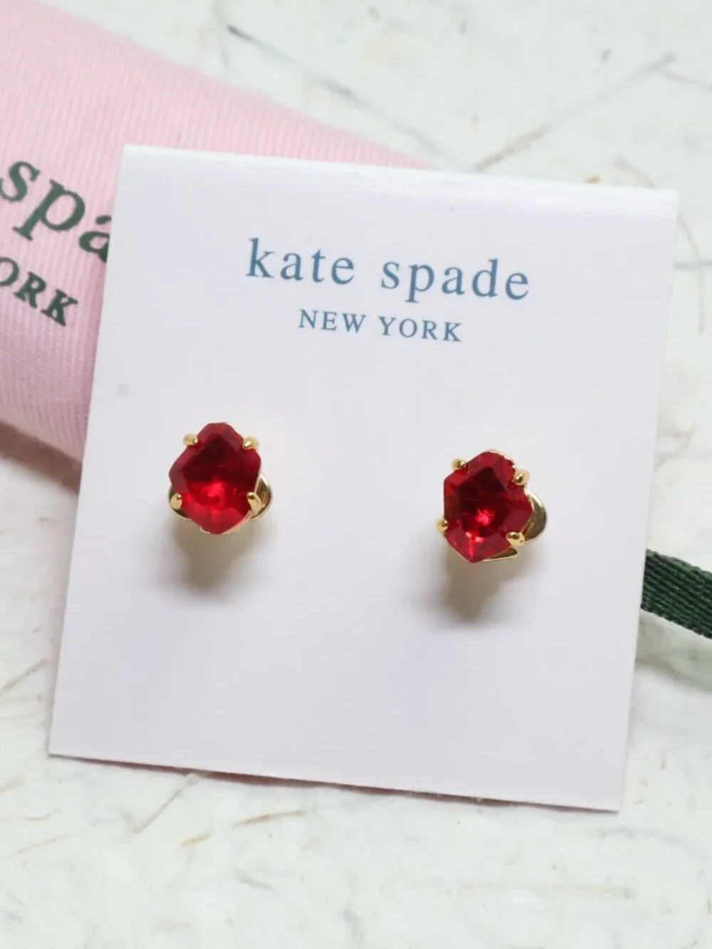 Kate Spade Treasure Trove Gold Stud Earrings - Pink Sand